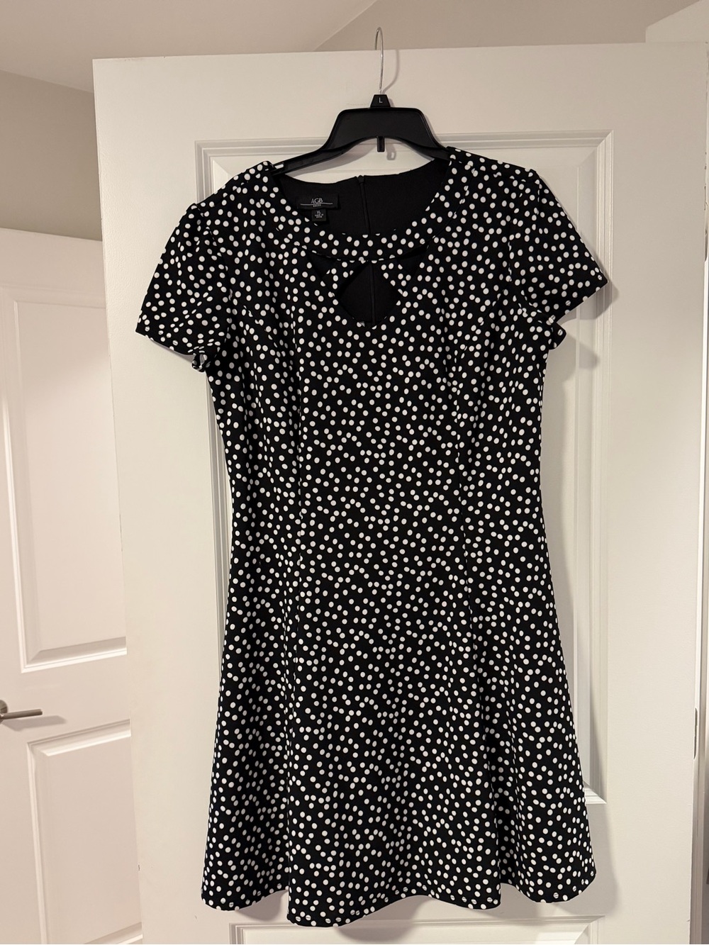 AGB Black Dress with White Polka Dots